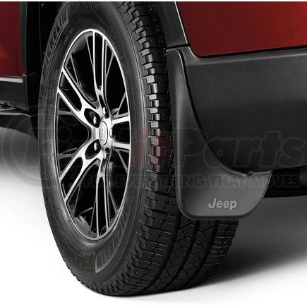 Mopar 82216019AB Mud Flap - Rear, Black, with Jeep Logo, For 2021-2023 Jeep Grand Cherokee L