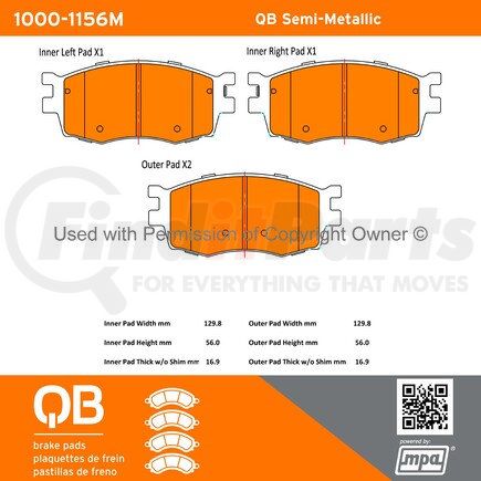 MPA Electrical 1000-1156M QB Semi-Metallic Brake Pads