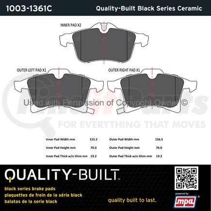 MPA Electrical 1003-1361C Quality-Built Black Series Ceramic Brake Pads w/ Hardware