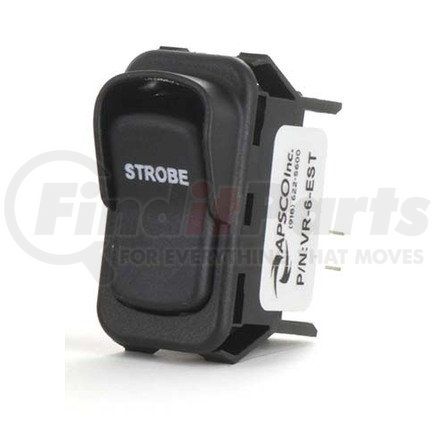 APSCO VR-6-EST Rocker Switch - Electric, Strobe, On/Off, 20 AMP, 12V DC, with "Strobe" Label