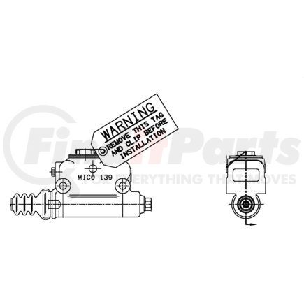 MICO 04-020-076 Master Cylinder - Hydraulic Oil Type, 1" Bore Diameter, 1/8"-27 NPTF Port, 1.44" Stroke