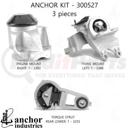 Anchor Motor Mounts 300527 Engine Mount Kit - 3-Piece Kit, for 2011-2015 Ford Explorer