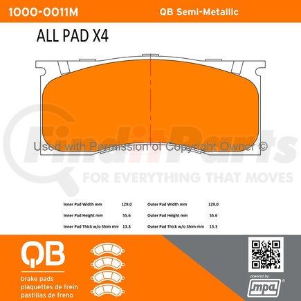 MPA Electrical 1000-0011M Quality-Built Disc Brake Pad Set - Semi-Metallic