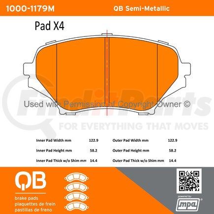 MPA Electrical 1000-1179M QB Semi-Metallic Brake Pads