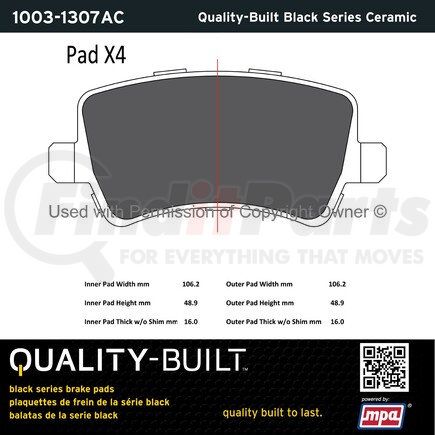 MPA Electrical 1003-1307AC Quality-Built Black Series Ceramic Brake Pads w/ Hardware