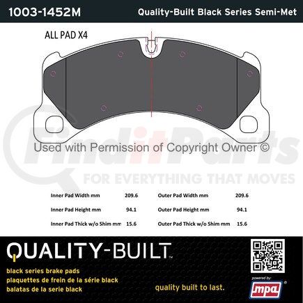 MPA Electrical 1003-1452M Quality-Built Black Series Semi-Metallic Brake Pads w/ Hardware