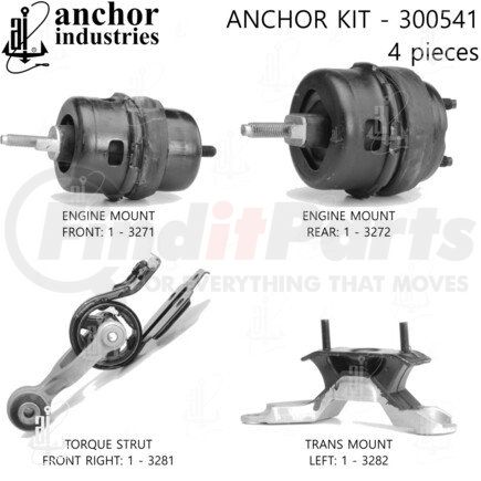 Anchor Motor Mounts 300541 Engine Mount Kit - 4-Piece Kit, for 2012-2016 Chevrolet Impala