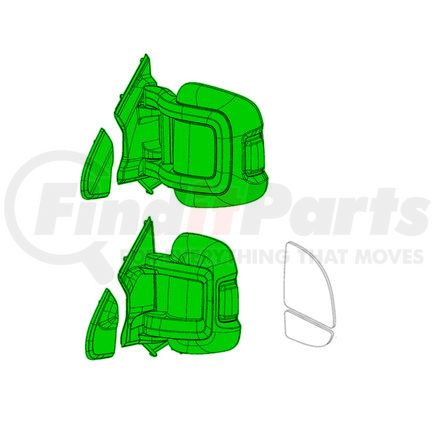 Mopar 5VE98JXWAH Door Mirror - Right, with Mirror Glass, For 2020-2022 Ram