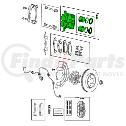 Mopar 68531129AA Disc Brake Caliper - Front, Left