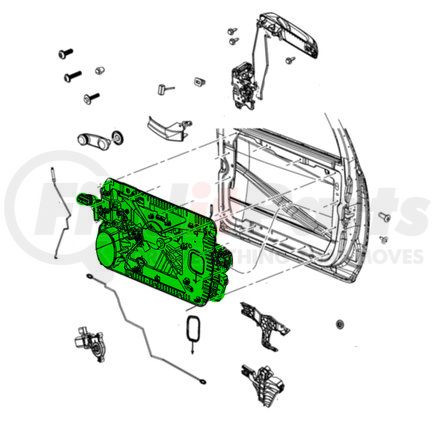 Mopar 68171827AE Door Panel Carrier - Front, Left, with Regulator, For 2013-2023 Ram