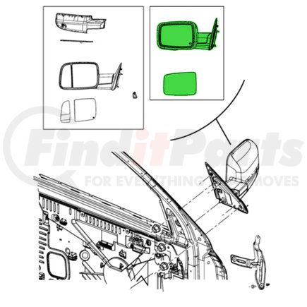 Mopar 68595445AA Door Mirror - Left, For 2022 Ram 1500 Classic