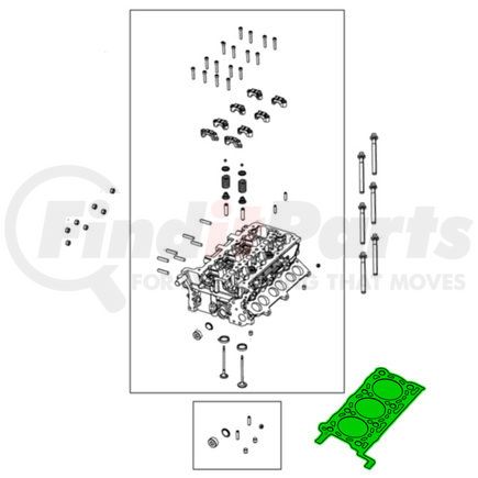 Mopar 68147399AA Engine Cylinder Head Gasket Kit - Right, 1.16 mm. Thick, for 2014-2019 Jeep/Ram