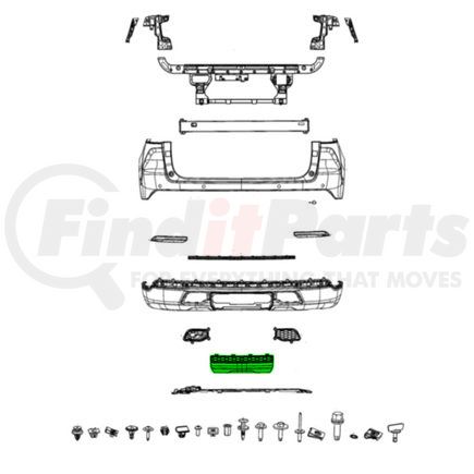 Mopar 6UR36GXHAA Bumper Grille Insert - Rear, Right, For 2022-2023 Jeep Grand Cherokee
