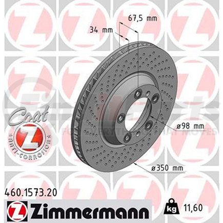 ZIMMERMANN 460 1573 20 Disc Brake Rotor for PORSCHE