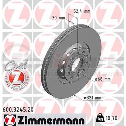 Zimmermann 600 3245 20 Disc Brake Rotor for VOLKSWAGEN WATER