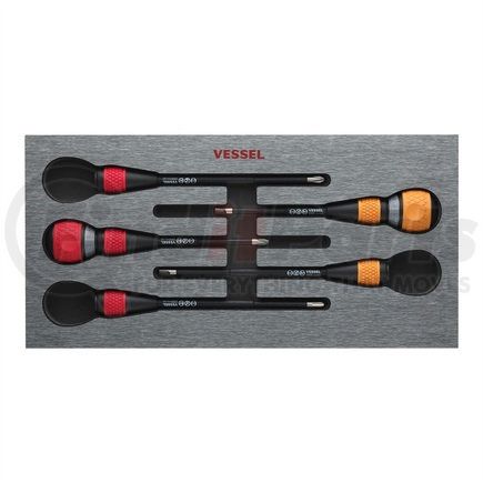 Vessel Tools 22002N3EVA Ball Ratchet Screwdriver - 2-Piece, with Replaceable 3-Piece Blade