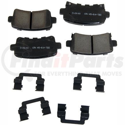 ACDelco 17D1430CHF2 Disc Brake Pad Set - Rear, Ceramic, Bonded, with Mounting Hardware