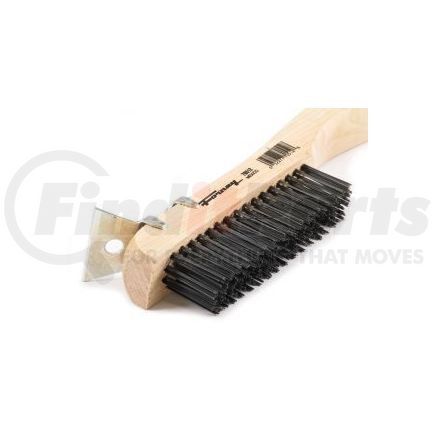 Forney Industries Inc. 70512 Wire Scratch Brush with Scraper, Steel, Wood Shoe Handle, 10-1/4" x .014"