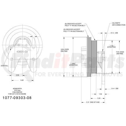 Kit Masters 1077-09303-08 Kysor-Style Hub - New