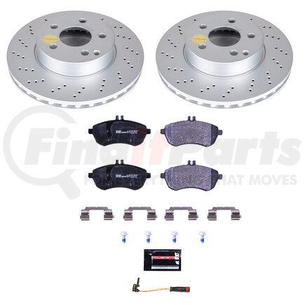 PowerStop Brakes ESK7766 Genuine Geomet® Coated Rotors, ECE-R90 Disc Brake Pad Set + Hardware Kit