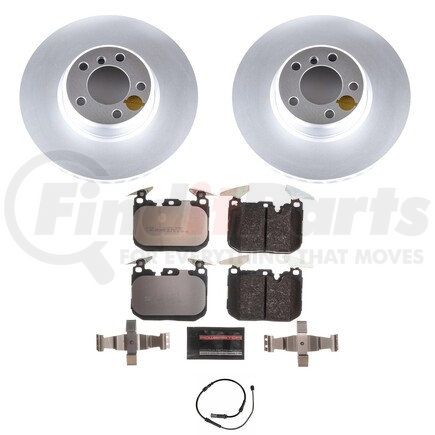 PowerStop Brakes ESK6653 Genuine Geomet® Coated Rotors, ECE-R90 Disc Brake Pad Set + Hardware Kit