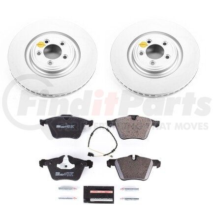 PowerStop Brakes ESK6282 Genuine Geomet® Coated Rotors, ECE-R90 Disc Brake Pad Set + Hardware Kit