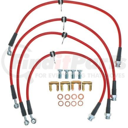 PowerStop Brakes BH00045 Brake Hose Line Kit - Performance, Front and Rear, Braided, Stainless Steel