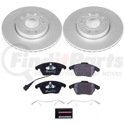 PowerStop Brakes ESK4623 Genuine Geomet® Coated Rotors, ECE-R90 Disc Brake Pad Set + Hardware Kit