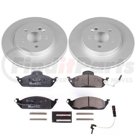 PowerStop Brakes ESK864 Genuine Geomet® Coated Rotors, ECE-R90 Disc Brake Pad Set + Hardware Kit