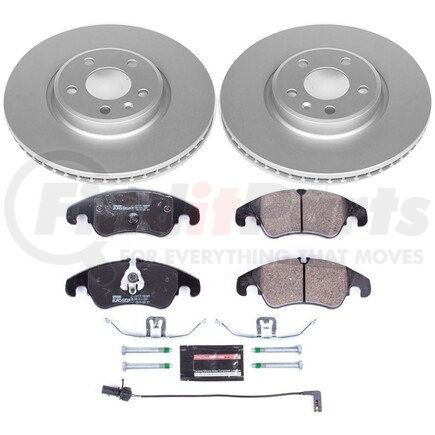 PowerStop Brakes ESK6133 Genuine Geomet® Coated Rotors, ECE-R90 Disc Brake Pad Set + Hardware Kit
