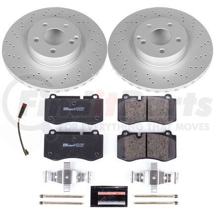 PowerStop Brakes ESK6231 Genuine Geomet® Coated Rotors, ECE-R90 Disc Brake Pad Set + Hardware Kit