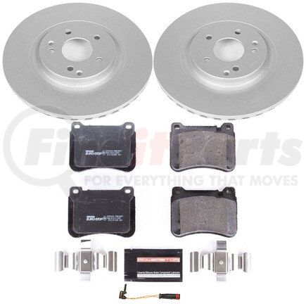 PowerStop Brakes ESK2951 Genuine Geomet® Coated Rotors, ECE-R90 Disc Brake Pad Set + Hardware Kit
