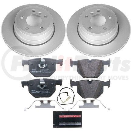 PowerStop Brakes ESK5491 Genuine Geomet® Coated Rotors, ECE-R90 Disc Brake Pad Set + Hardware Kit