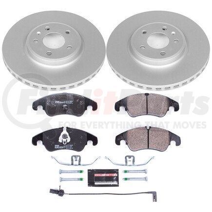 PowerStop Brakes ESK5752 Genuine Geomet® Coated Rotors, ECE-R90 Disc Brake Pad Set + Hardware Kit