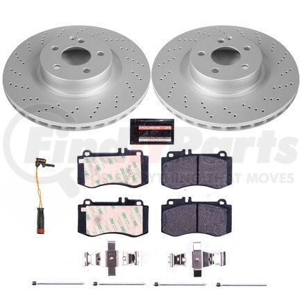 PowerStop Brakes ESK6640 Genuine Geomet® Coated Rotors, ECE-R90 Disc Brake Pad Set + Hardware Kit