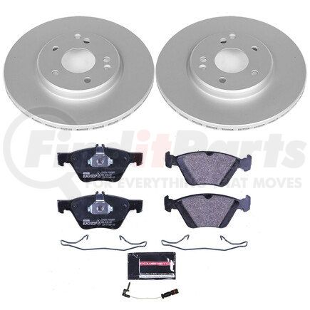 PowerStop Brakes ESK2926 Genuine Geomet® Coated Rotors, ECE-R90 Disc Brake Pad Set + Hardware Kit