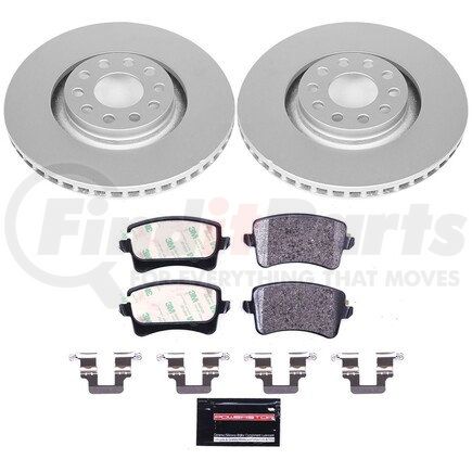 PowerStop Brakes ESK886 Genuine Geomet® Coated Rotors, ECE-R90 Disc Brake Pad Set + Hardware Kit