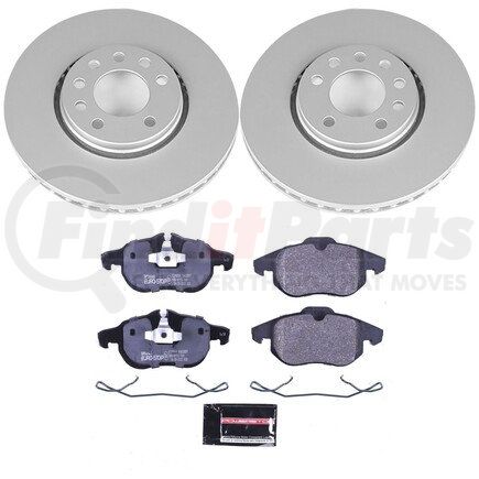 PowerStop Brakes ESK985 Genuine Geomet® Coated Rotors, ECE-R90 Disc Brake Pad Set + Hardware Kit