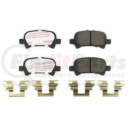 PowerStop Brakes NXT-828 Disc Brake Pad Set - Rear, Carbon Fiber Ceramic Pads with Hardware for 1999 - 2008 Toyota Solara