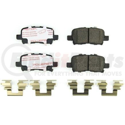 PowerStop Brakes NXT-865 Disc Brake Pad Set - Rear, Carbon Fiber Ceramic Pads with Hardware for 2001 - 2006 Acura MDX