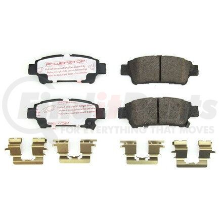 PowerStop Brakes NXT-995 Disc Brake Pad Set - Rear, Carbon Fiber Ceramic Pads with Hardware for 2004 - 2010 Toyota Sienna