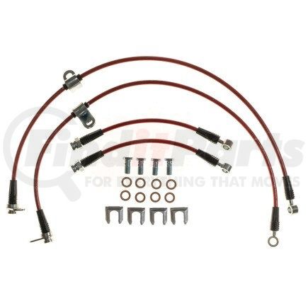 POWERSTOP BRAKES BH00159 Brake Hose Line Kit - Performance, Front and Rear, Braided, Stainless Steel