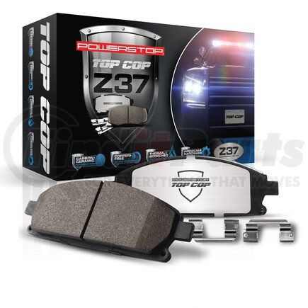 PowerStop Brakes Z37-2447 Z37 TOP COP CARBON-FIBER CERAMIC BRAKE PADS W/ HARDWARE