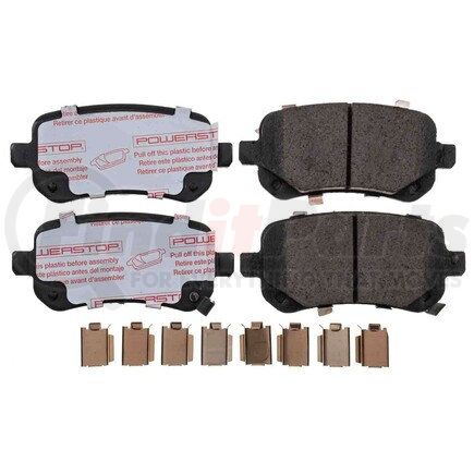 PowerStop Brakes NXT1326 Disc Brake Pad Set - Rear, Carbon Fiber Ceramic Pads with Hardware for 2009-2011 Volkswagen Routan