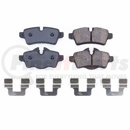 PowerStop Brakes NXE-1309 Disc Brake Pad Set - Rear, Carbon Fiber Ceramic Pads with Hardware for 2007 - 2015 Mini Cooper