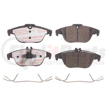 PowerStop Brakes NXE-1341 Disc Brake Pad Set - Rear, Carbon Fiber Ceramic Pads with Hardware for 2008 - 2015 Mercedes C350