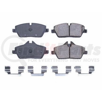 PowerStop Brakes NXE-1308 Disc Brake Pad Set - Front, Carbon Fiber Ceramic Pads with Hardware for 2007 - 2021 Mini Cooper