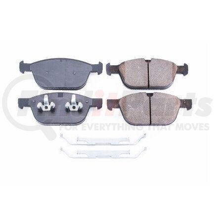 PowerStop Brakes NXE-1412 Disc Brake Pad Set - Front, Carbon Fiber Ceramic Pads with Hardware for 2010 - 2015 Volvo XC60