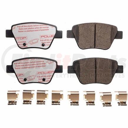 PowerStop Brakes NXE-1456 Disc Brake Pad Set - Rear, Carbon Fiber Ceramic Pads with Hardware for 2012 - 2014 Volkswagen GTI