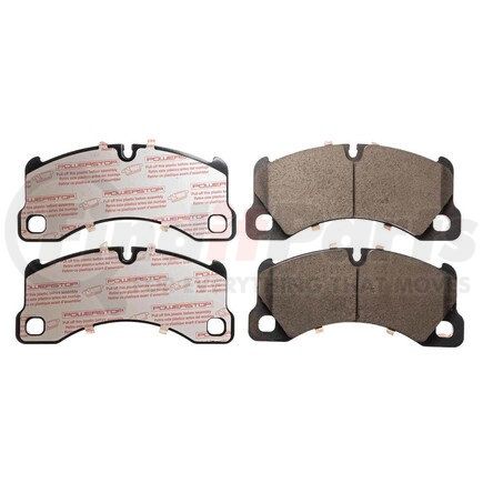 PowerStop Brakes NXE-1349 Disc Brake Pad Set - Front, Carbon Fiber Ceramic Pads with Hardware for 2016 - 2019 Porsche Macan